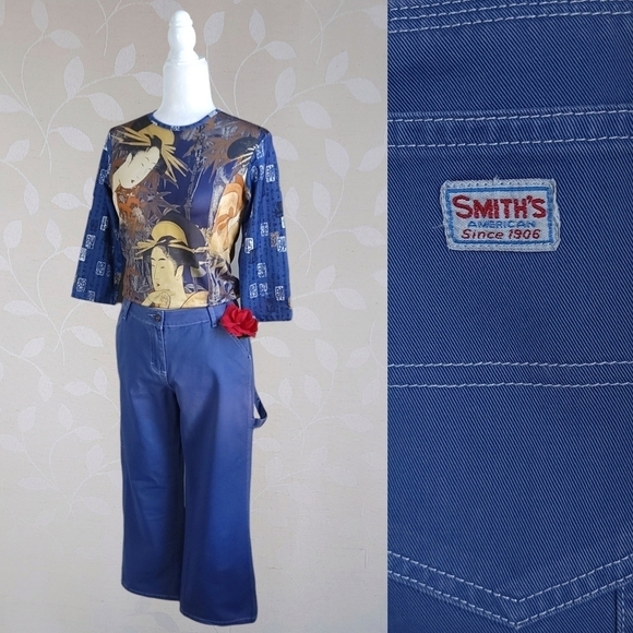 Vintage Smith's American Cropped Midrise Carpenter Pants Kidcore Blue 31 - Picture 1 of 16
